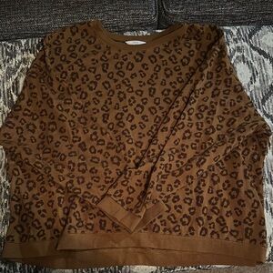 Leopard Print Brown Sweater